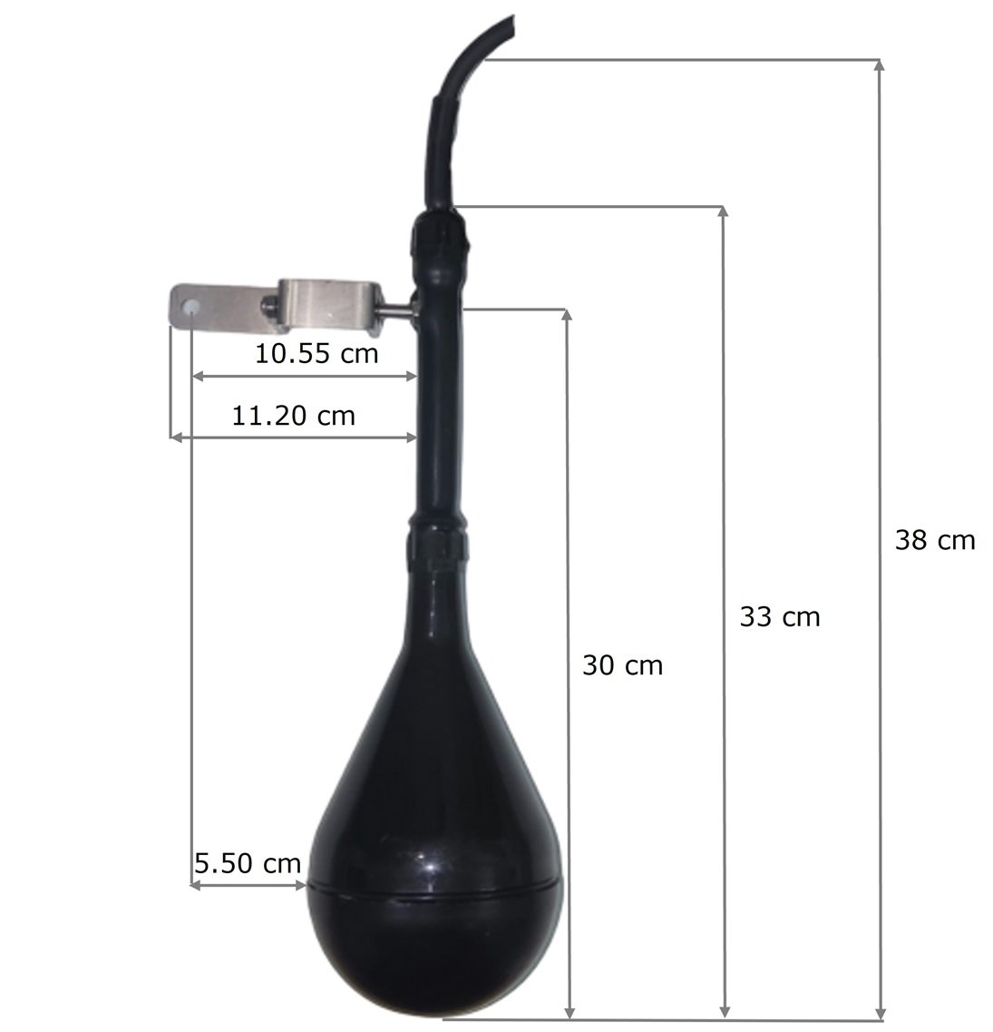Limit F020 5 metre Kauçuk Kablolu L Model Dar Alan Armut Tip Atık Sıvı Seviye Flatörü Teknik Çizimi ve Ölçüleri