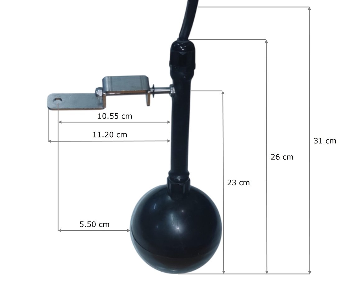 Limit F027 15 metre Kauçuk Kablolu L Model Dar Alan Top Tip Atık Sıvı Seviye Flatörü Teknik Çizimi ve Ölçüleri