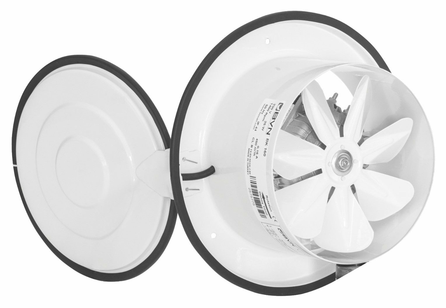 BVN Bahçıvan 25 cm BK 250 48 W 890 m3/h 1450 D/D 230 V Monofaze Aksiyel Kapaklı Aspiratör