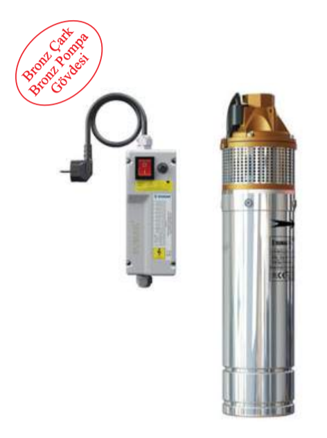 Sumak 4SDM100 0.75 kw 1 HP 2900 D/D 220 V Monofaze 4'' Paslanmaz Dalgıç Pompası (30 m Kablo+Panolu)