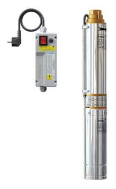 Sumak 4SDM310 0.75 kw 1 HP 2900 D/D 220 V Monofaze 4'' Paslanmaz Dalgıç Pompası (30 m Kablo+Panolu)