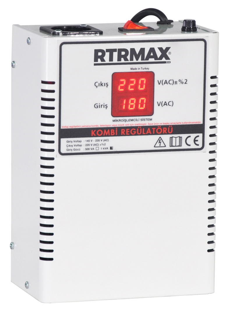 RTRMAX RTM5991 1 Kva 3.5 A 145-235 V 220 V Monofaze Röleli Tip Tam Otomatik Voltaj Regülatörü