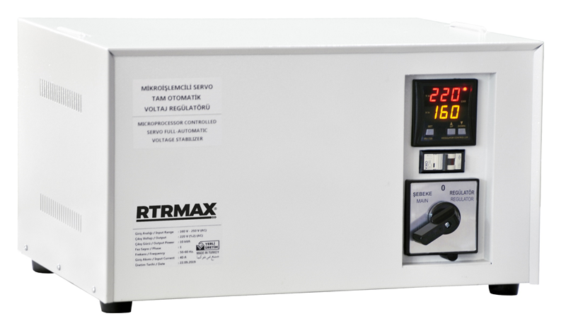 RTRMAX RTM5903 3.5 Kva 12 A 150-250 V 220 V Monofaze Servo Kontrollü Tam Otomatik Voltaj Regülatörü