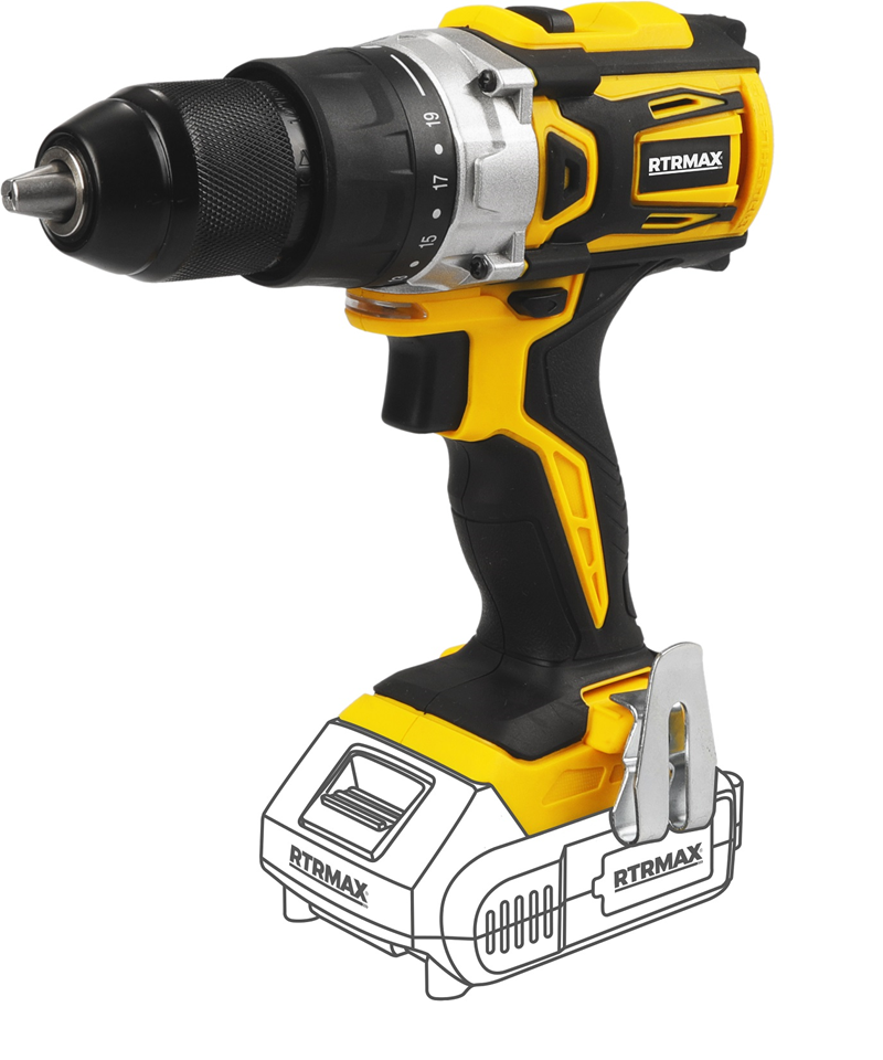 RTRMAX RTX2013B 50 Nm 0-500 D/Dk - 0-1800 D/Dk 18V Li-ion Çift Akü 2 Ah Akülü Matkap (Akü Hariç)