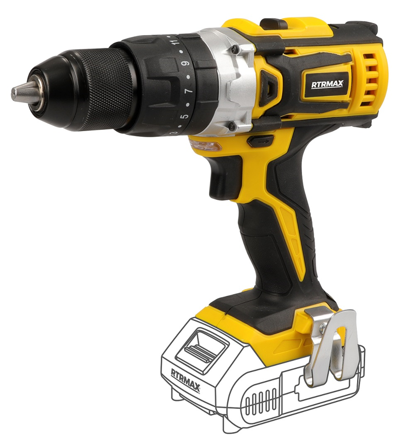 RTRMAX RTX1816B 35 Nm 0-450 D/Dk - 0-1600 D/Dk 18V Li-ion Çift Akü 2 Ah Akülü Darbeli Matkap (Akü Hariç)