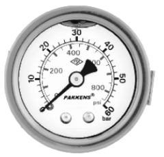 PAKKENS Ø50 mm Arkadan Bağlantılı Pano Tip Manometre (Paslanmaz Gövde) Sıvı Dolgulu Basınç Ölçer