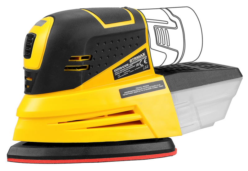 RTRMAX RTX1237B 135x135x95 mm 11000 D/Dk 12V Akülü Titreşimli Cırt Tabanlı Pratik Üçgen Zımpara (Akü Hariç)