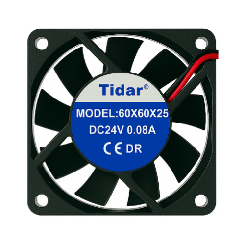 Tidar 60x60x25 mm RQA6025 3,60 W 24 VDC 39,44 m³/h 4500 D/D Kare Soğutucu Fan