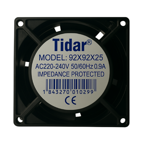 Tidar 92x92x25 mm RQA9225 13 W 220 VAC 57,80 m³/h 2450 D/D Kare Soğutucu Fan