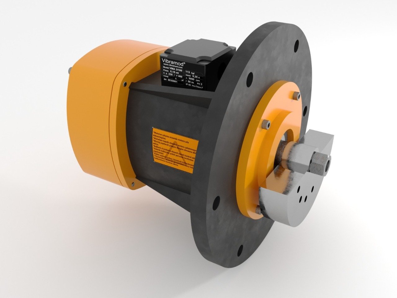 Vibramod VMF 3/1100 1094 Kg/F 0.72 kw 3000 D/D 400 V Trifaze Flanş Bağlantılı Vibrasyon Motoru