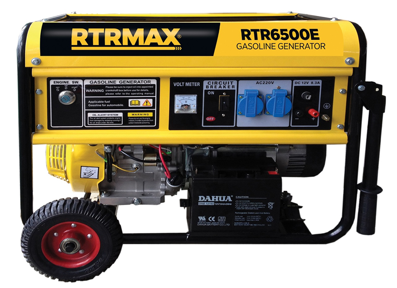 RTRMAX RTR6500E 6.8 Kva / 5.5 kW 220 V / 12 V İpli / Marşlı (Akülü) OHV Tek Silindir Hava Soğutmalı 4 Zamanlı Benzinli Jeneratör