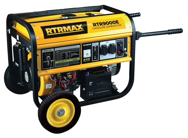 RTRMAX RTR9000E 9.4 Kva / 7.5 kW 220 V / 12 V İpli / Marşlı (Akülü) OHV Tek Silindir Hava Soğutmalı 4 Zamanlı Benzinli Jeneratör