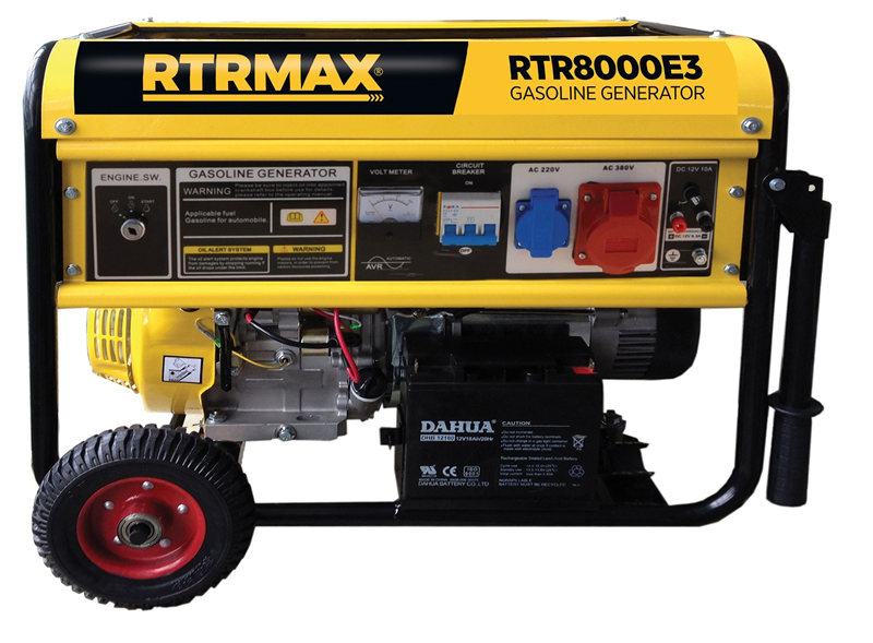 RTRMAX RTR8000E3 8.1 Kva / 6.5 kW 380 V - (220 V, 2 kW Maks.) İpli / Marşlı (Akülü) OHV Tek Silindir Hava Soğutmalı 4 Zamanlı Benzinli Jeneratör