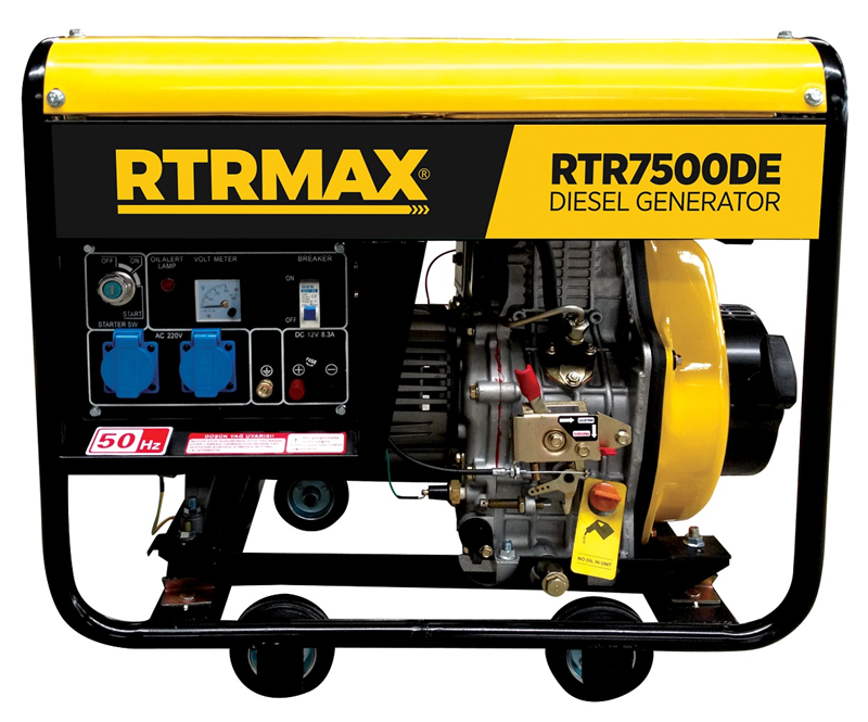 RTRMAX RTR7500DE 6 Kva / 4.8 kW 220 V İpli / Marşlı (Akülü) Tek Silindir Hava Soğutmalı 4 Zamanlı Direk Enjeksiyonlu Dizel Jeneratör