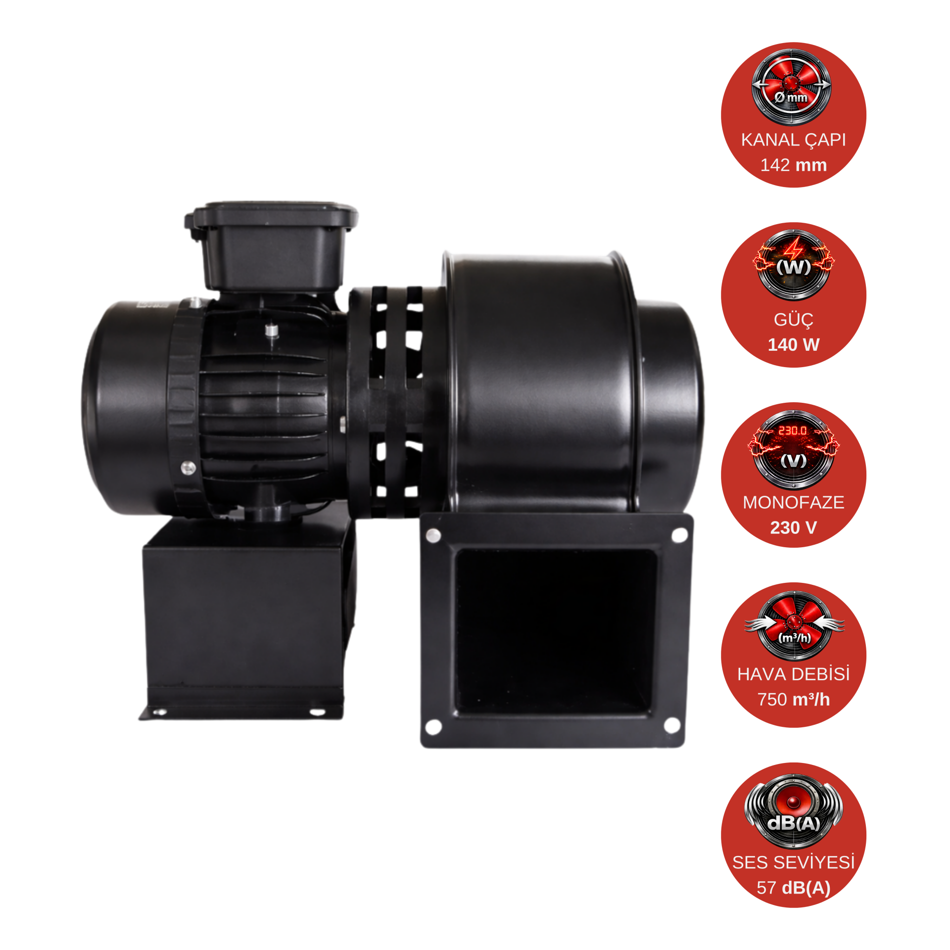 Dündar CM 16.4H 140 W 750 m³/h 1460 D/D 230 V Monofaze Radyal Sıcak Ortam Hava Fanı
