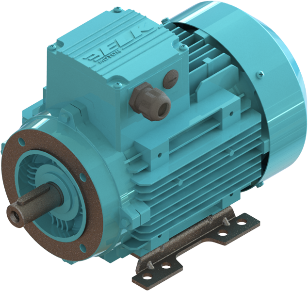 ELK 0.37 kw (1/2 HP) 3000 D/D (2EL071M2A) 380 V Trifaze IE2 Elektrik Motoru - Alüminyum B34 - Ayaklı Flanşlı