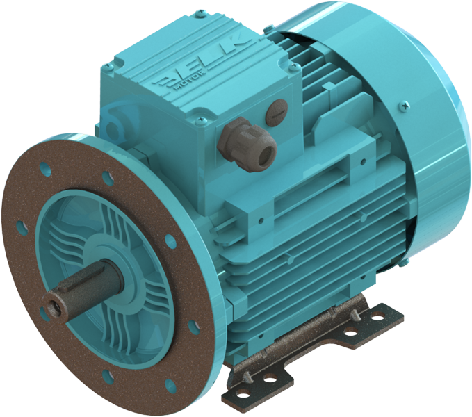 ELK 0.55 kw (3/4 HP) 3000 D/D (2EL071M2B) 380 V Trifaze IE2 Elektrik Motoru - Alüminyum B35 - Ayaklı Flanşlı