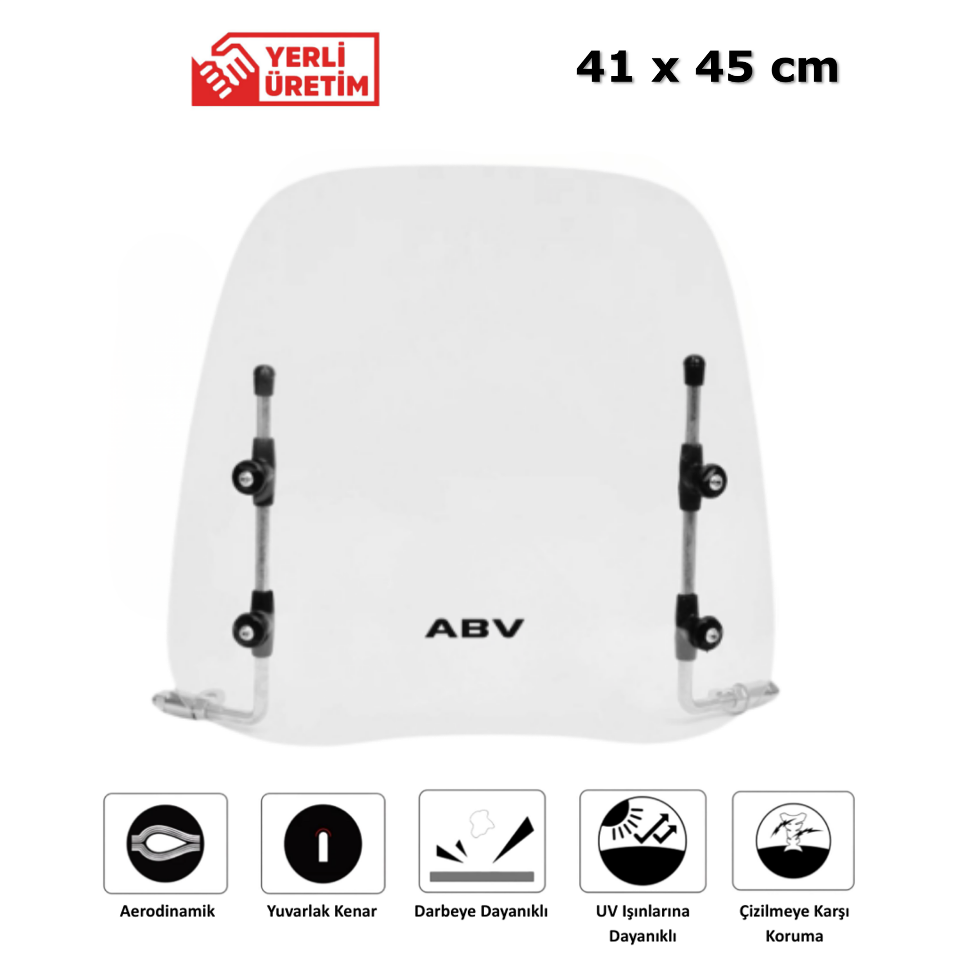 ABV Üniversal Şeffaf Siperlik (41x45 cm) + Bağlantı Ekipmanı