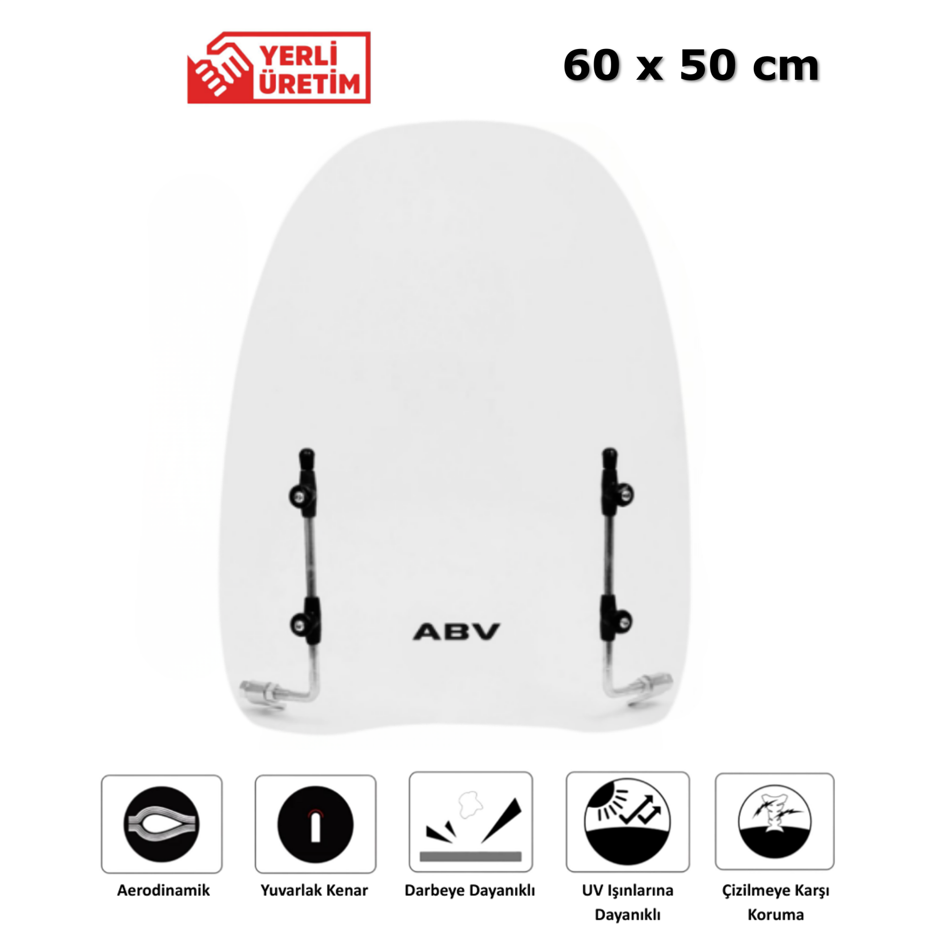 ABV Üniversal Şeffaf Siperlik (60x50 cm) + Bağlantı Ekipmanı