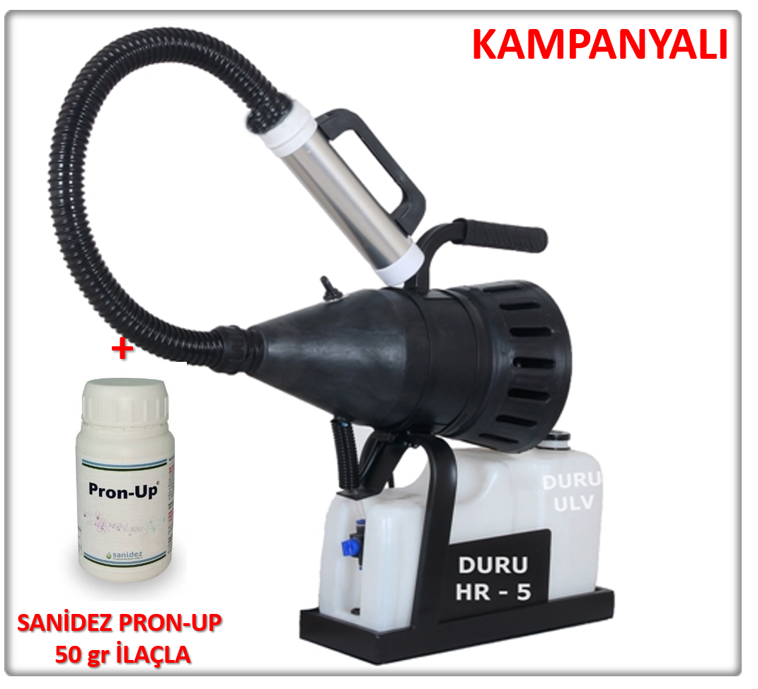 DURU HR 5 5 L. El Tipi ve Portatif Elektrikli U.L.V. Cihazı İlaçlama Makinesi + SANİDEZ Pron-Up 50 gr