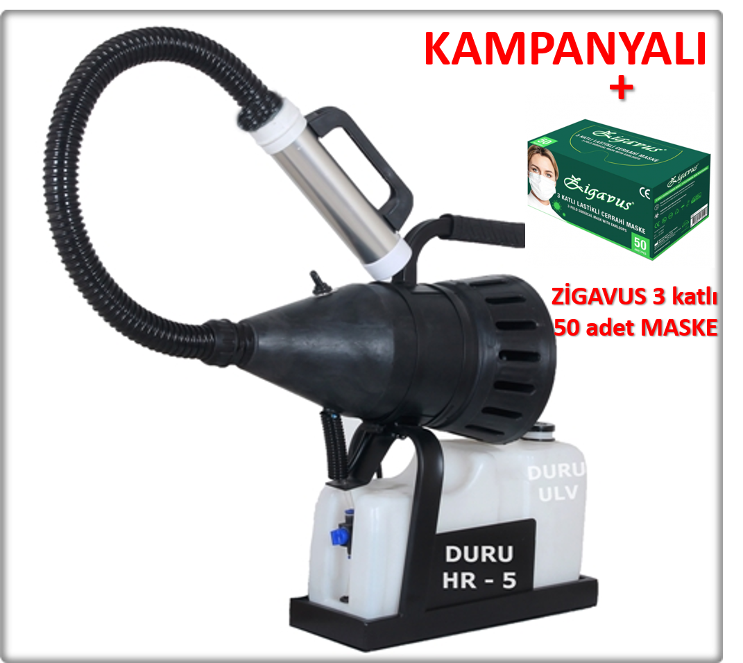 DURU HR 5 5 L. El Tipi ve Portatif Elektrikli U.L.V. Cihazı İlaçlama Makinesi + ZİGAVUS Maske 50 adet