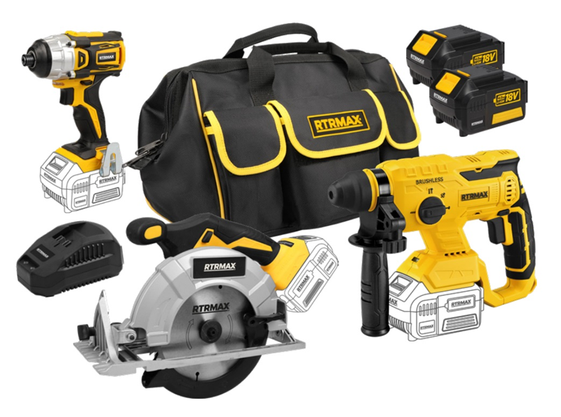 RTRMAX SET027 (RTX2022B+RTX2095B+RTX2038B+RTX1804+RTX1808+RTX1019) Akülü 3'lü Combo Set